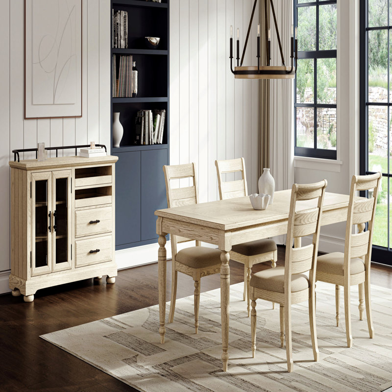 Table avec feuille - Blanc délavé