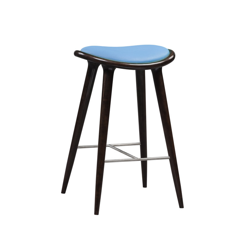 Cecil Upholstered Counter Stool with Solid Wood Frame, Blue