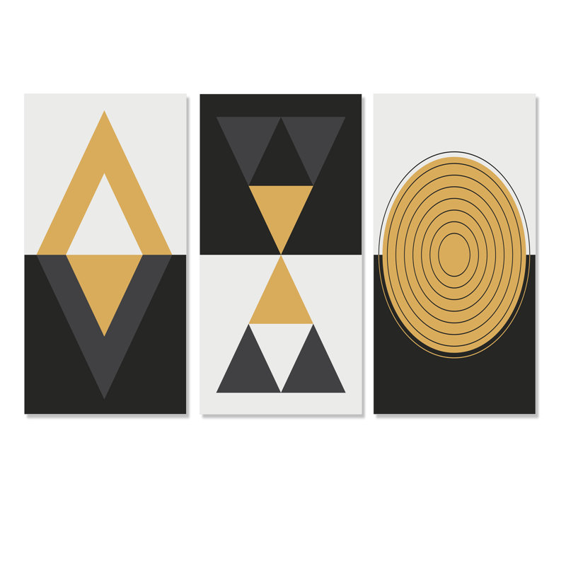 Designs abstraits minimalistes en couleurs rétro - ensemble d'art moderne Mid-Century de 3 pièces, H 40 po x l 60 po