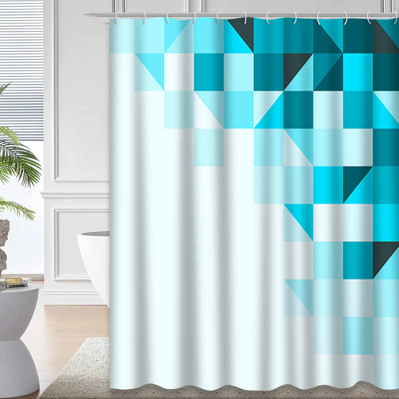 Rideau de douche triangulaire avec 12 crochets Triangles, L 72 po x l 72 po