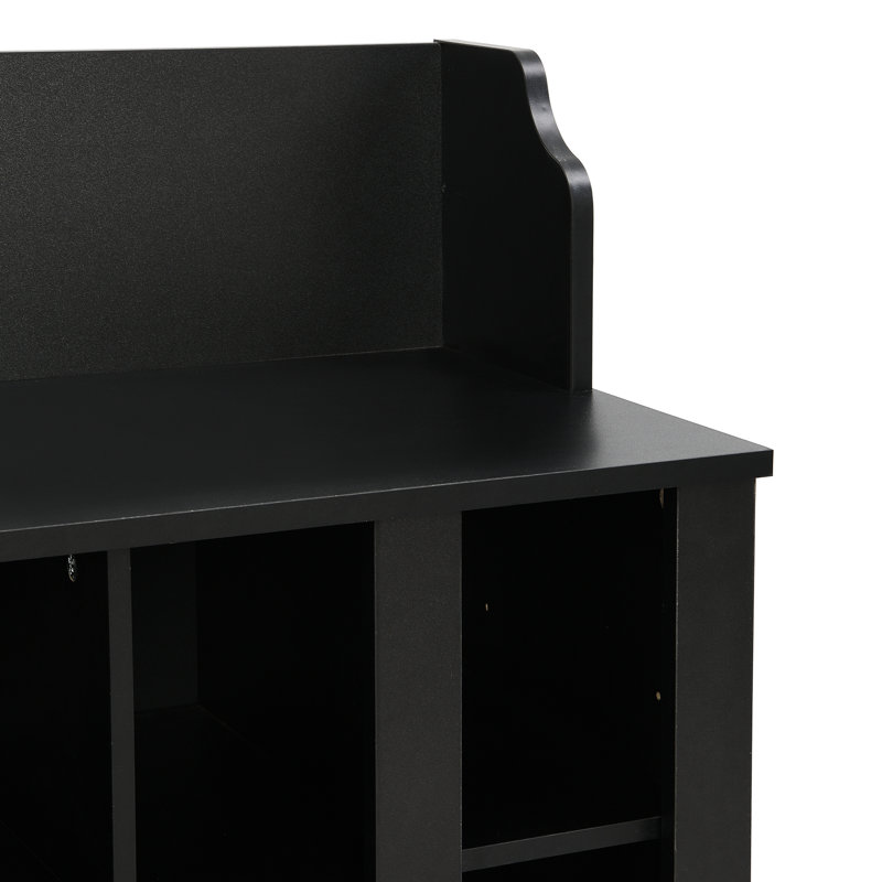 Elegant Hall Tree With Shoe Bench And Wall Mounted Shelf, Black, 6.6Lbs Hook Weight, 176Lbs Capacity Entryway Storage Shelves, Customizable Options