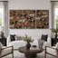 «Vintage Racehorse Riders Pattern Triptych», reproduction d'art sur toile encadrée 3 pièces-121090478-121090479