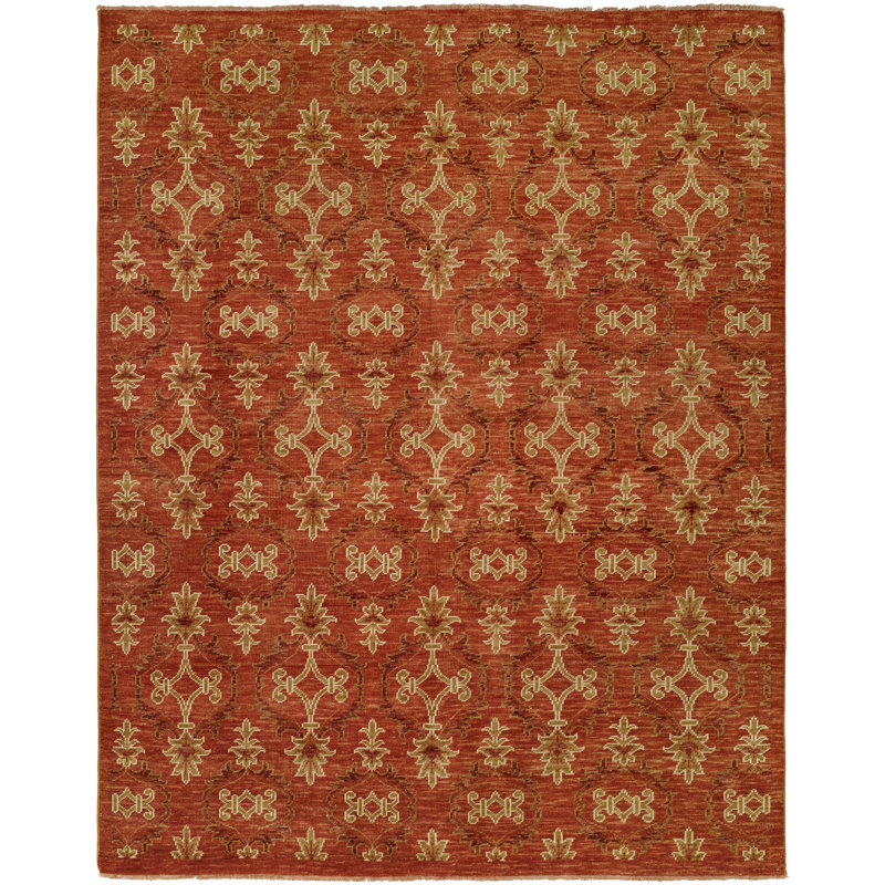 Kuo Damask Area Rug in Brown, Rectangle 12' x 15'