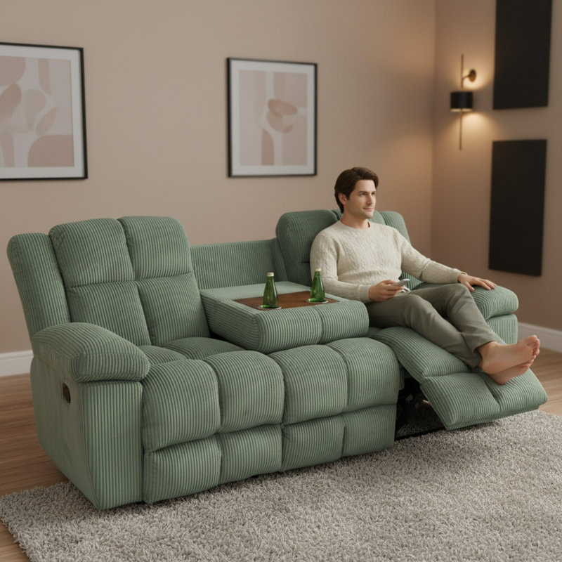 Canapé inclinable en tissu Green Stripe