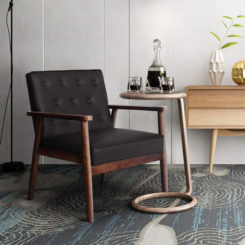 Jillann Faux Leather Armchair, Black Faux Leather