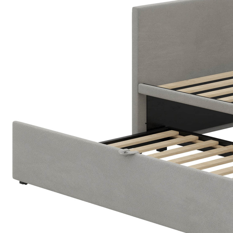 Lit de jour simple tapissier - Lit gigogne inclus, Gris