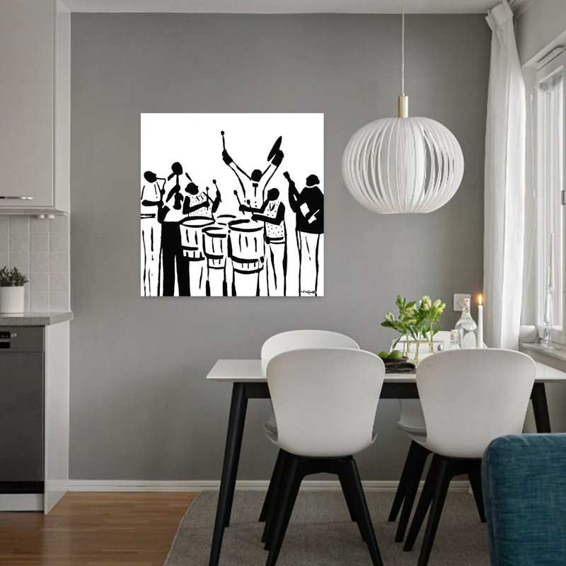 Grayscale Band 2, art contemporain abstrait, H 32 po x l 32 po