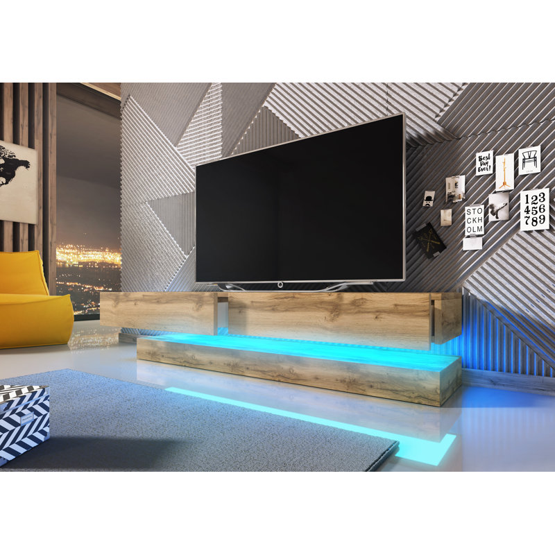 Bassilly TV Stand, Oak Wotan Matte