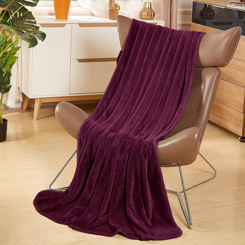 Abiram Plain Weave / Muslin Throw Blanket, Aubergine, 200cm x 150cm