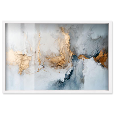 Toile de nuances dorées, art mural bleu par Art Remedy