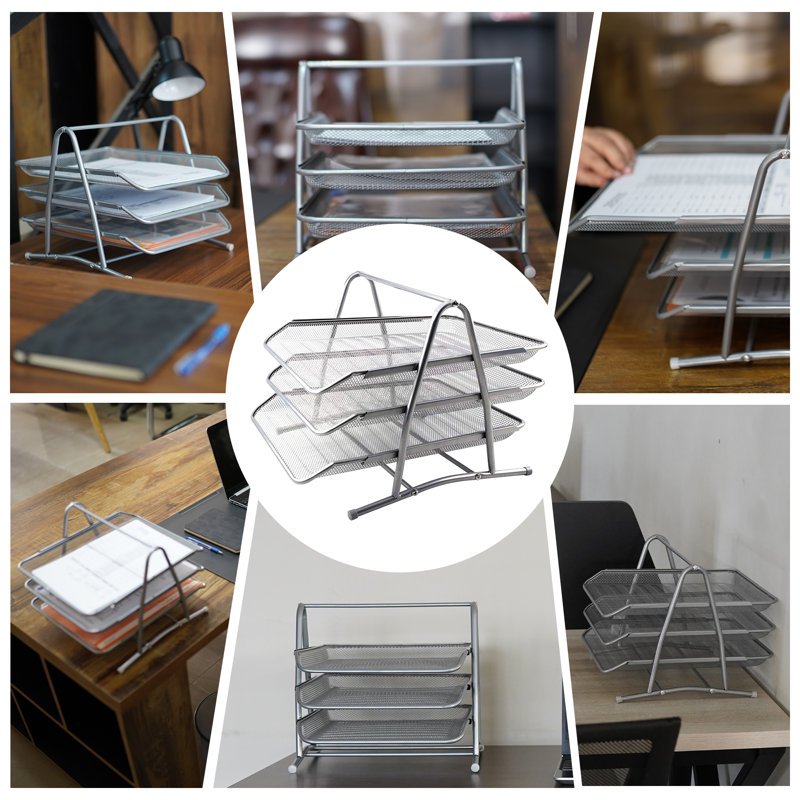 Office Desk Filing Trays Stackable , Grey