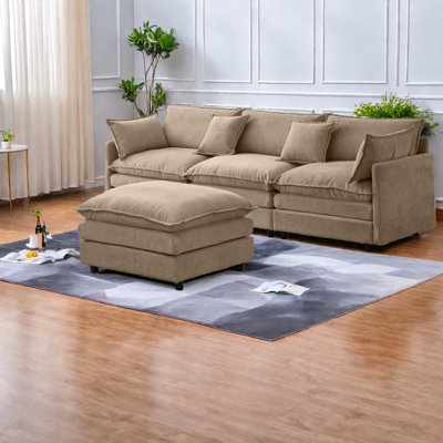 Canapé modulaire en L spacieux avec repose-pieds modulaire en chenille pour la maison