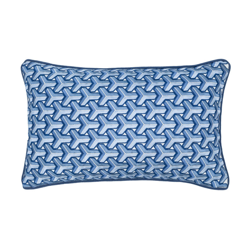 Geometric Velvet Pillow Cover, Blue