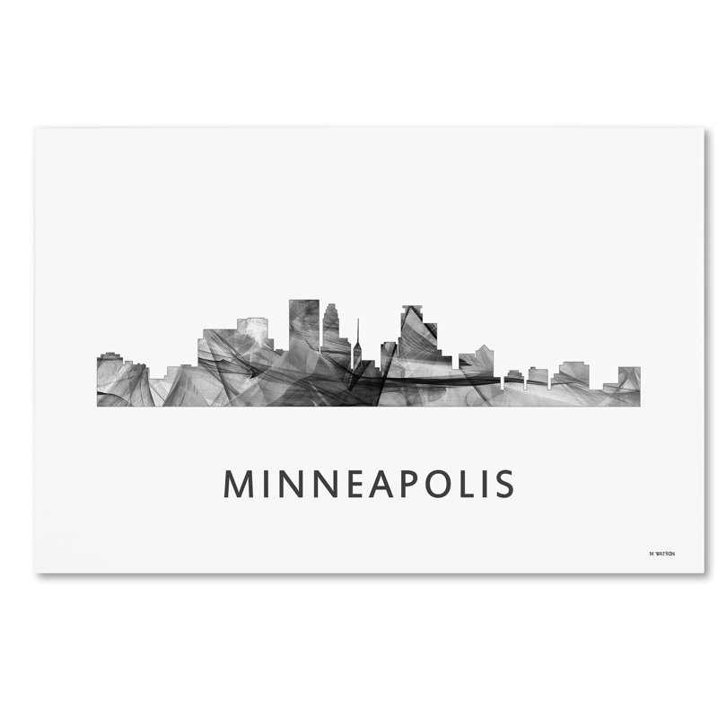 « minneapolis minnesota horizon wb-bw » par marlene watson, impression sur toile tendue, H 12 po x l 19 po x P 2 po