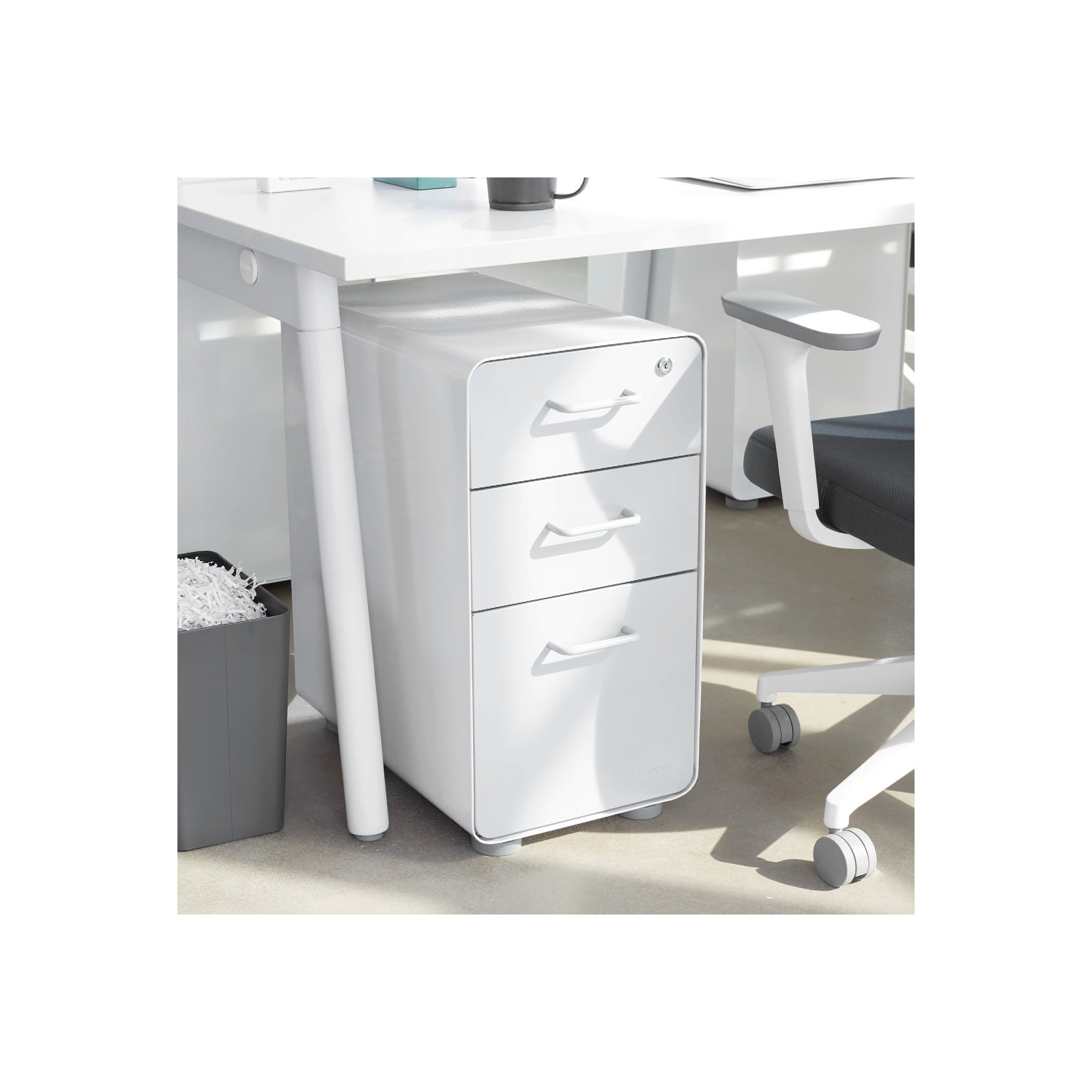 Stow Slim 3-Drawer Cabinet, Black, With Caster