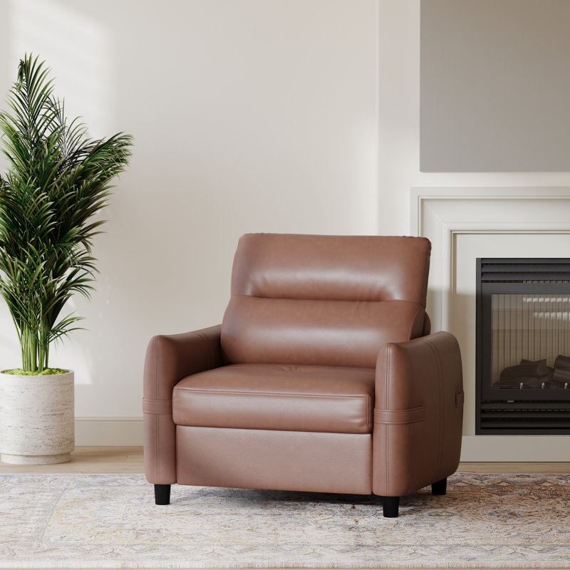 Fauteuil moderne en similicuir 35 po, Brun