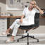 Chaise de bureau à domicile avec accoudoirs et roulettes, fauteuil de bureau pivotant moderne en noyer