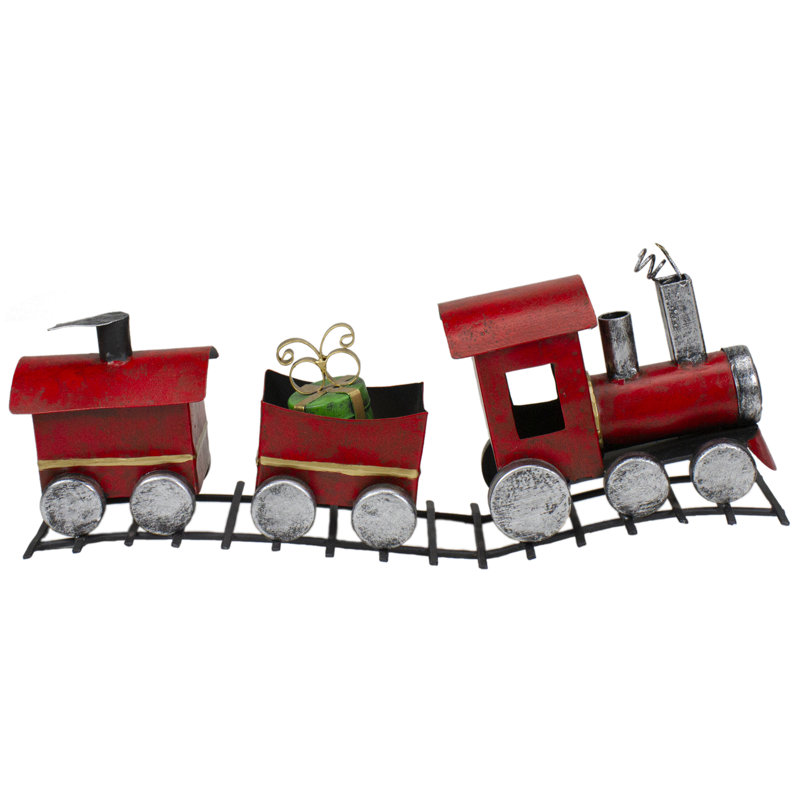 Décoration de Noël 15 "train en métal rouge et argenté 15 voitures