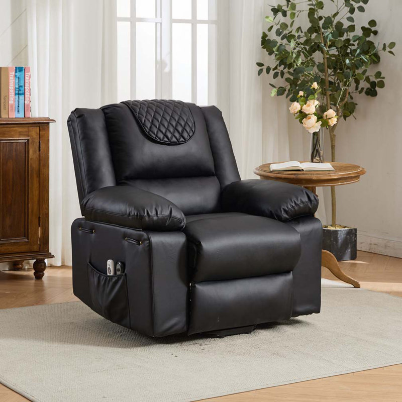 Fauteuil inclinable à télécommande chauffant et chauffant, Noir