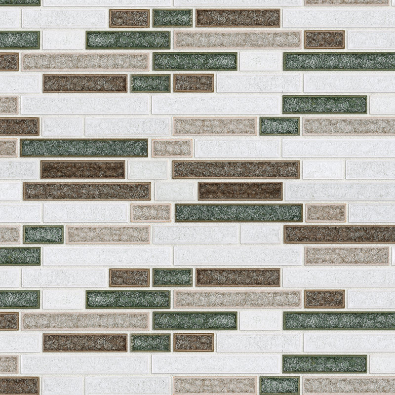 Roman 11.78 in. x 11.78 in. Interlocking Glossy Ceramic Mosaic Tile Tile, Gray/Green