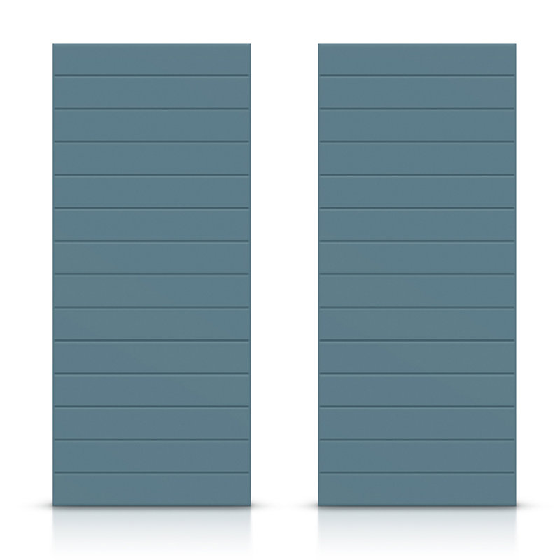 Portes de placard coulissantes à panneaux en bois manufacturé, Bleu dignité, 60 po x 84 po