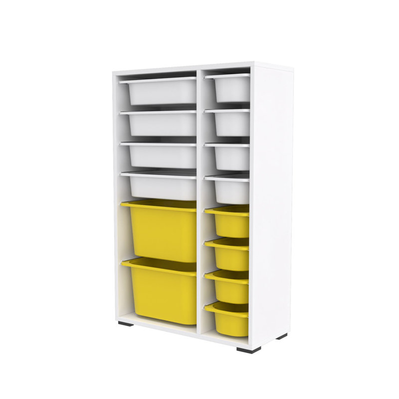 Multi Purpose Cabinet, White/White/Yellow, 42.9" H x 27.4" W x 11.8" D