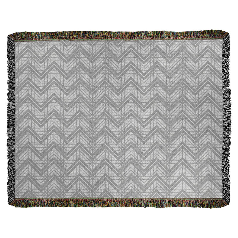 Couverture en coton tissé à la main Rhonda Cheval, l 50 po x L 60 po, Gris / blanc