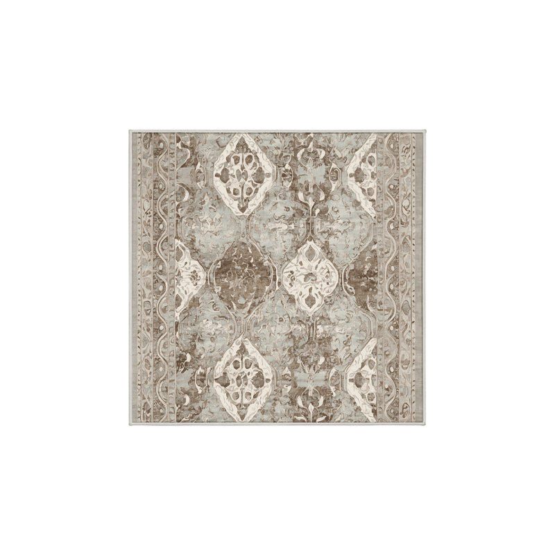 Tapis beige lavable à la machine, Carré 7 pi