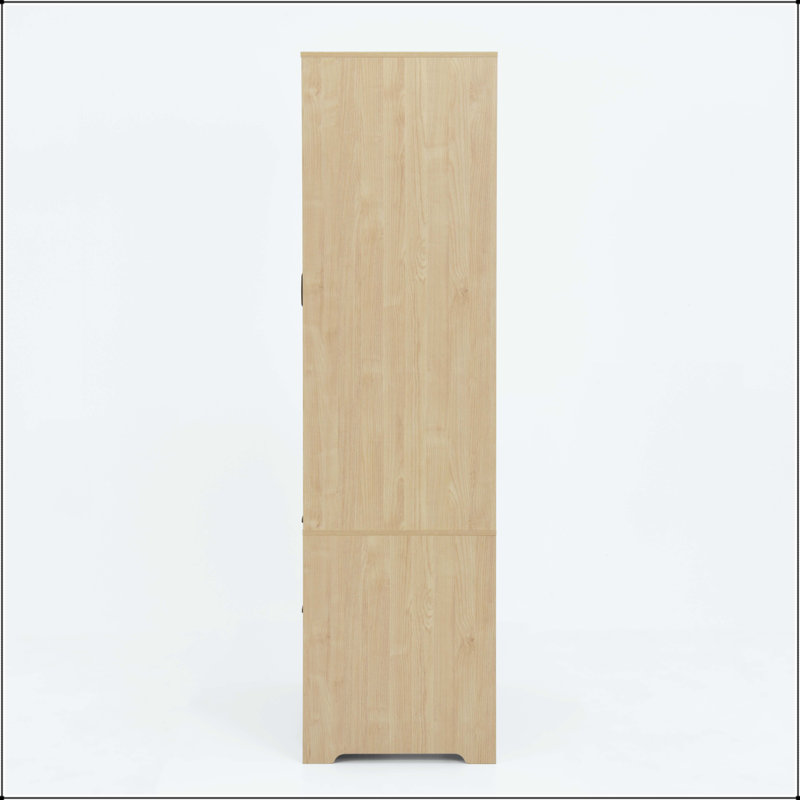 Armoire 2 portes avec éclairage à induction, miroir et tiroirs