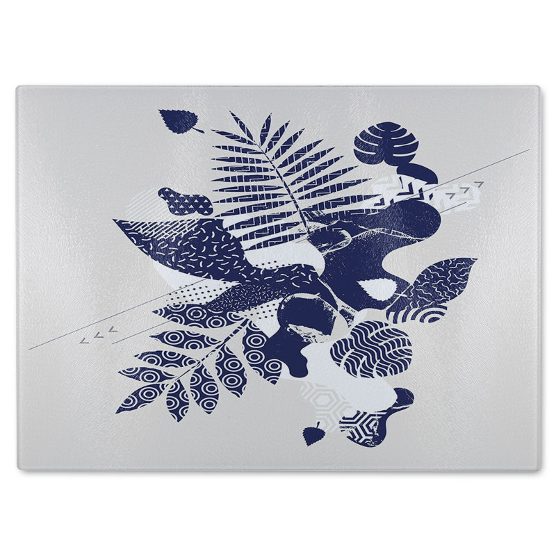 Prints Of Autumn Leaves Glass Chopping Board, 40cm L x 28cm W