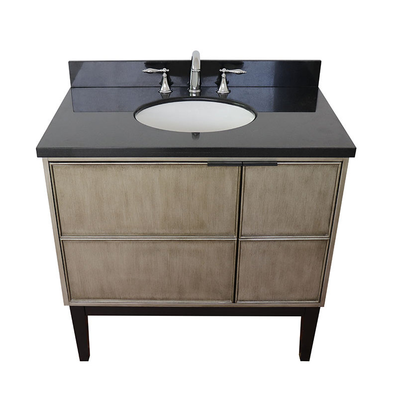 37'' Single Bathroom Vanity with Stone Top, Black Galaxy