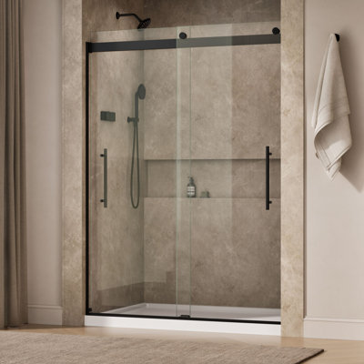 Levity Plus Less Sliding Shower Door, 81-5/8" H x 56-5/8 - 59-5/8" W, With 3/8" Thick Crystal Clear Glass