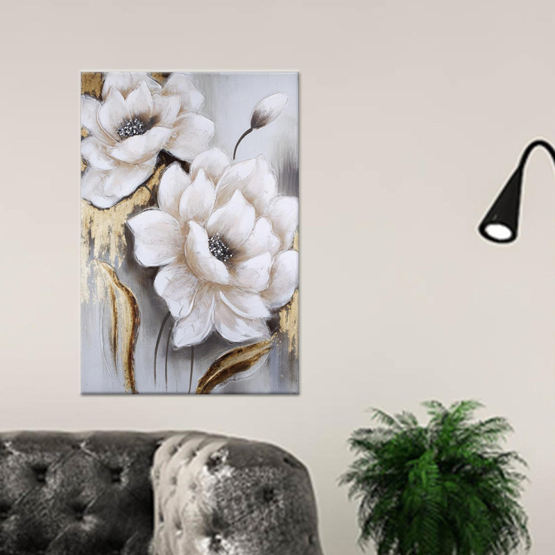 Toile imprimée: art floral abstrait élégant pour décor moderne, 1P WhiteFramedCanves, 39,4 po de hauteur x 27,6 po de largeur