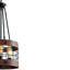 Lustre tambour 3 lumières en cage avec finition veinée en bois et chaîne en filet noir
