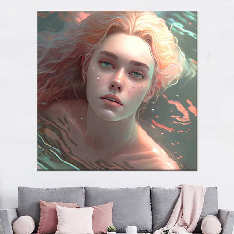 "Elegant Modern Fantasy Girl", impression sur toile, décoration murale design plat, 1P, H: 47,3 po x l: 47,3 po