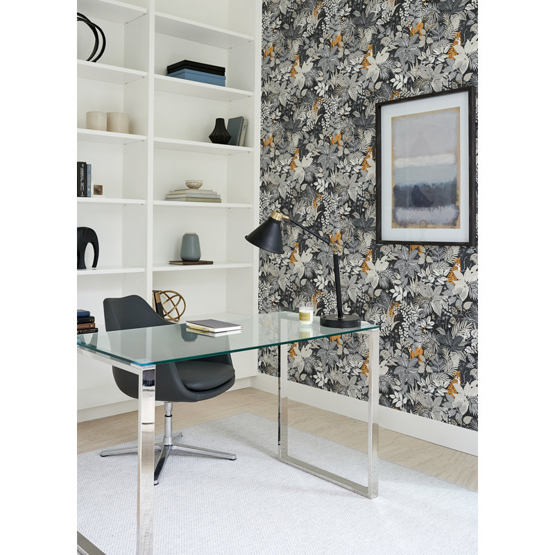 Papier peint adhésif Sage Tropical Oasis, Gris anthracite
