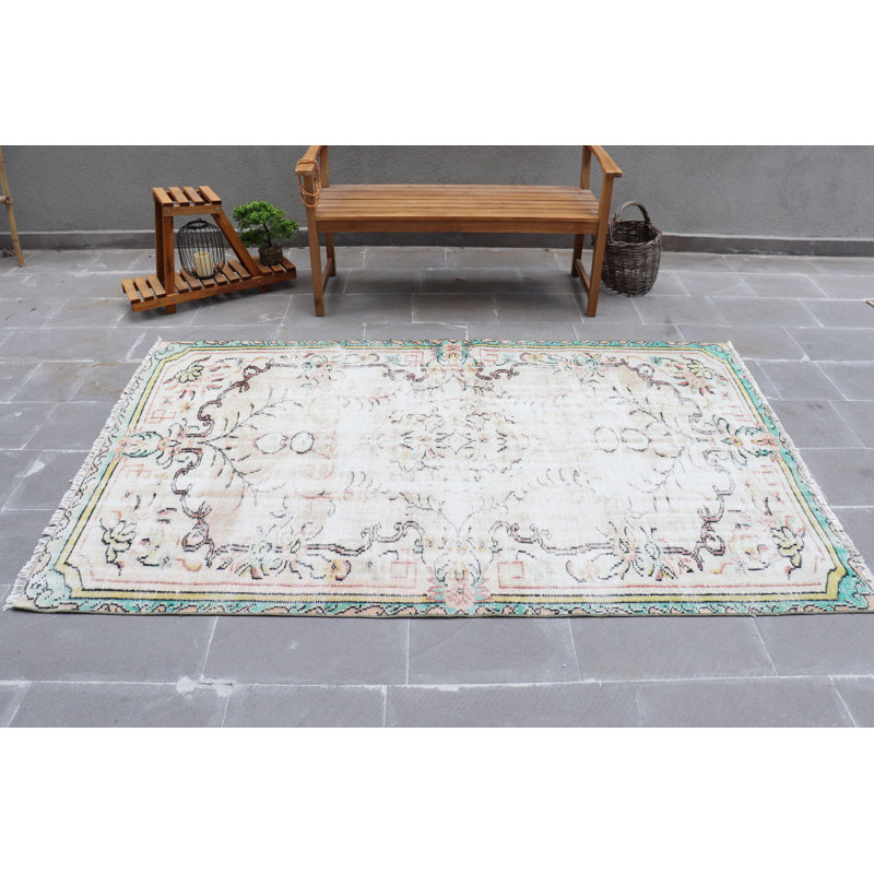 Tapis turc rétro fait à la main au design complexe, parfait pour la décoration et le style