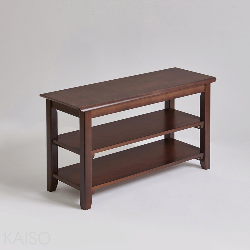 2-Tier Solid Wood Shoe Bench, Entryway Storage