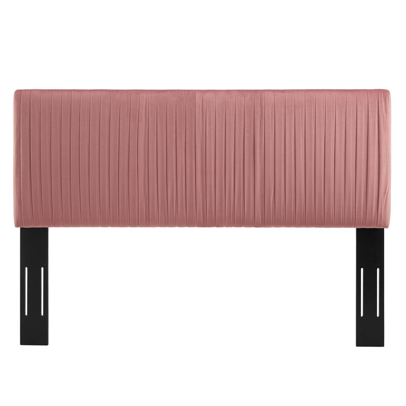 Eloise Channel Tufted Performance Velvet Headboard, Dusty Rose, King