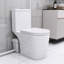Toilette puissante de 600 W: double chasse, siège conforme à 17,25 po, fermeture en douceur, 3 entrées d'eau, blanc moderne pour le sous-sol: couvercle à fermeture en douceur, entrées,