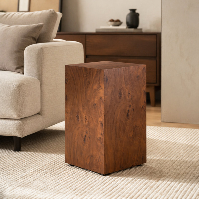 Table basse d'appoint en placage de noyer et en panneau de fibres à densité moyenne de qualité supérieure, 11,8 po x 11,8 po x 19,7 po, aucun article supplémentaire inclus