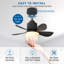 Ventilateur de douille avec télécommande, petit ventilateur de plafond avec lumières, ventilateur d'ampoule à intensité variable 1000LM avec sélection 3000K-6000K, ventilateurs à douille à 4 vitesses, ventilateurs à vis E26 pour chambre à coucher, cuisine, 17,7 po-1854585980-1854585982