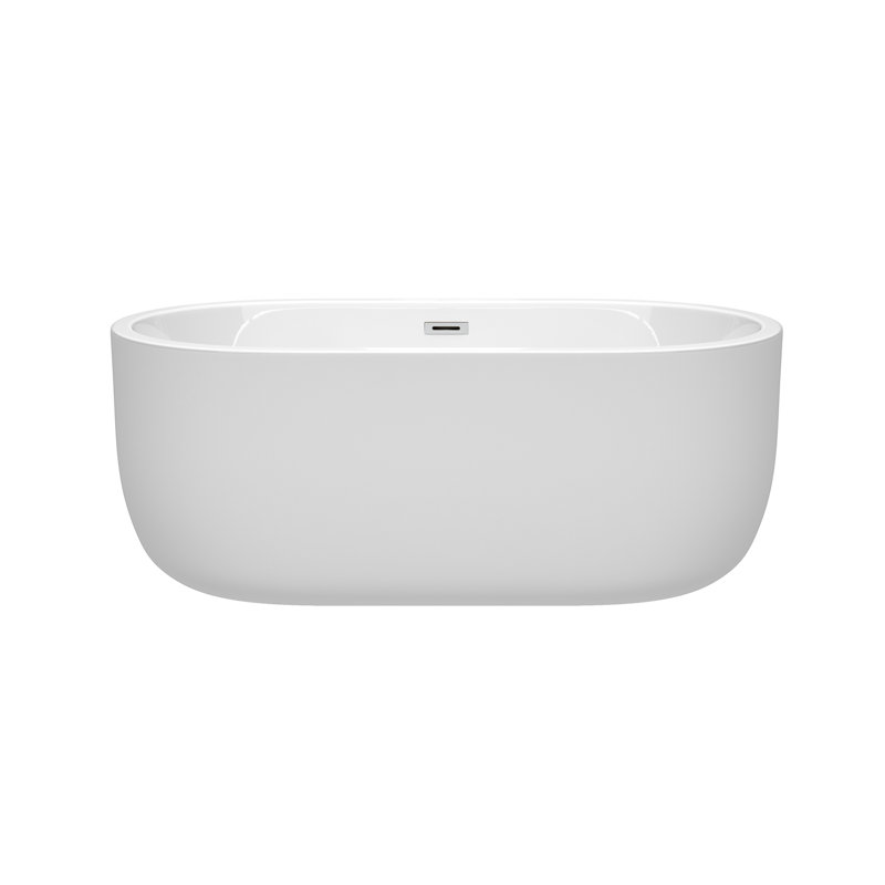 Baignoire de trempage autoportante en acrylique 60 po x 30 po Juliette, Chrome, Chrome poli