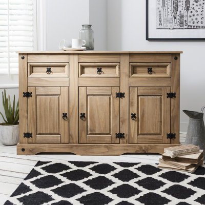 Alexandrea Wide Pine Solid Wood Sideboard