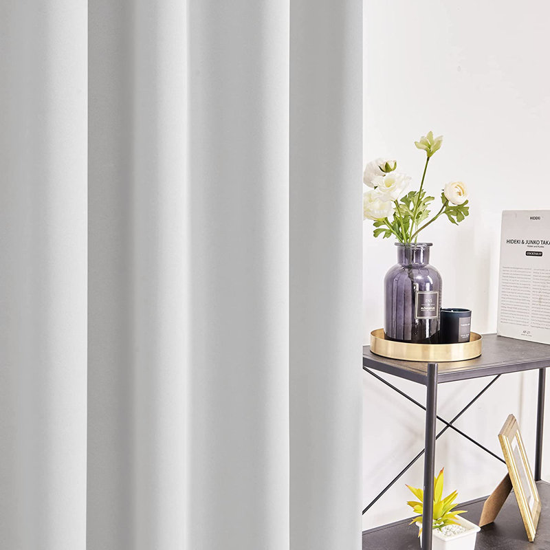 Harue Curtain Pair, Grayish White, 52" W x 72" L