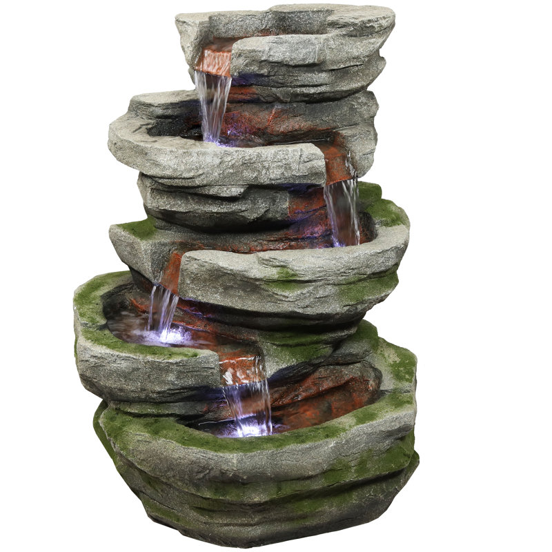 Fontaine Hugo en résine et fibre de verre avec éclairage DEL