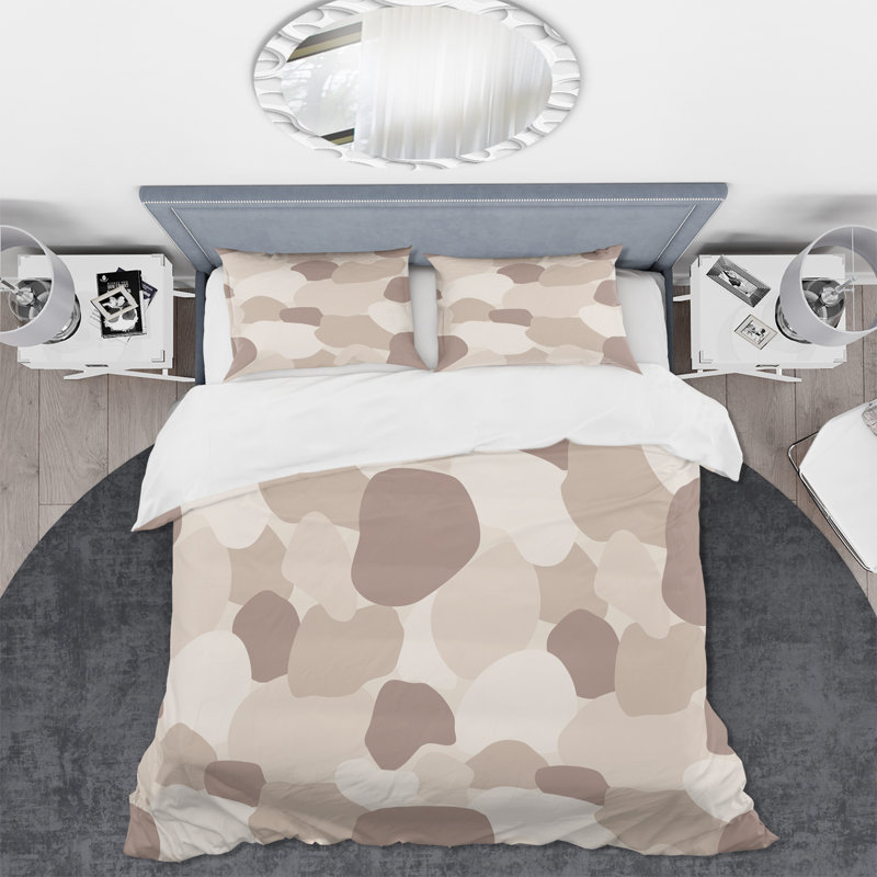 Organic Shapes In Earth Tones II - Ensemble de housse de couette moderne - Microfibre de polyester