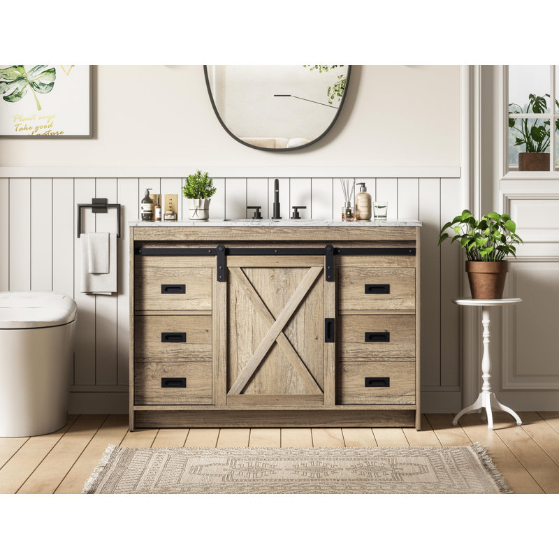 Boden 48 inch Single Bathroom Vanity, Natural Oak