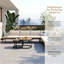 Ensemble de canapé modulaire d'extérieur 6 pièces avec tables basses gigognes, beige-129200473