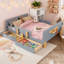 Lit plateforme avec tiroirs de rangement, structure de lit en bois massif avec garde-corps, petite tablette et crochets-109183414-109183413